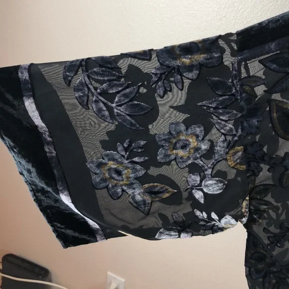 A New Day Kimono Sheer Velvet Velour Accent One Size - Picture 6 of 8